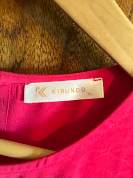 Women's Bright Pink Tiered Casual Dress with Flutter Sleeves - Picture 2 of 8